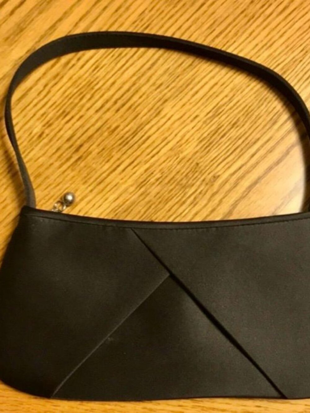 La Regale Black Satin Origami Pleat Evening Bag | Minimalist Clutch